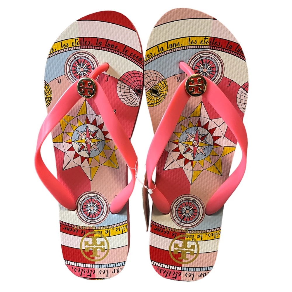 🆕 Tory Burch Pink Constellation Flip Flops